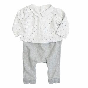 Jacadi Paris Baby One piece Collared Shirt & Pants Size 6 months 100% cotton